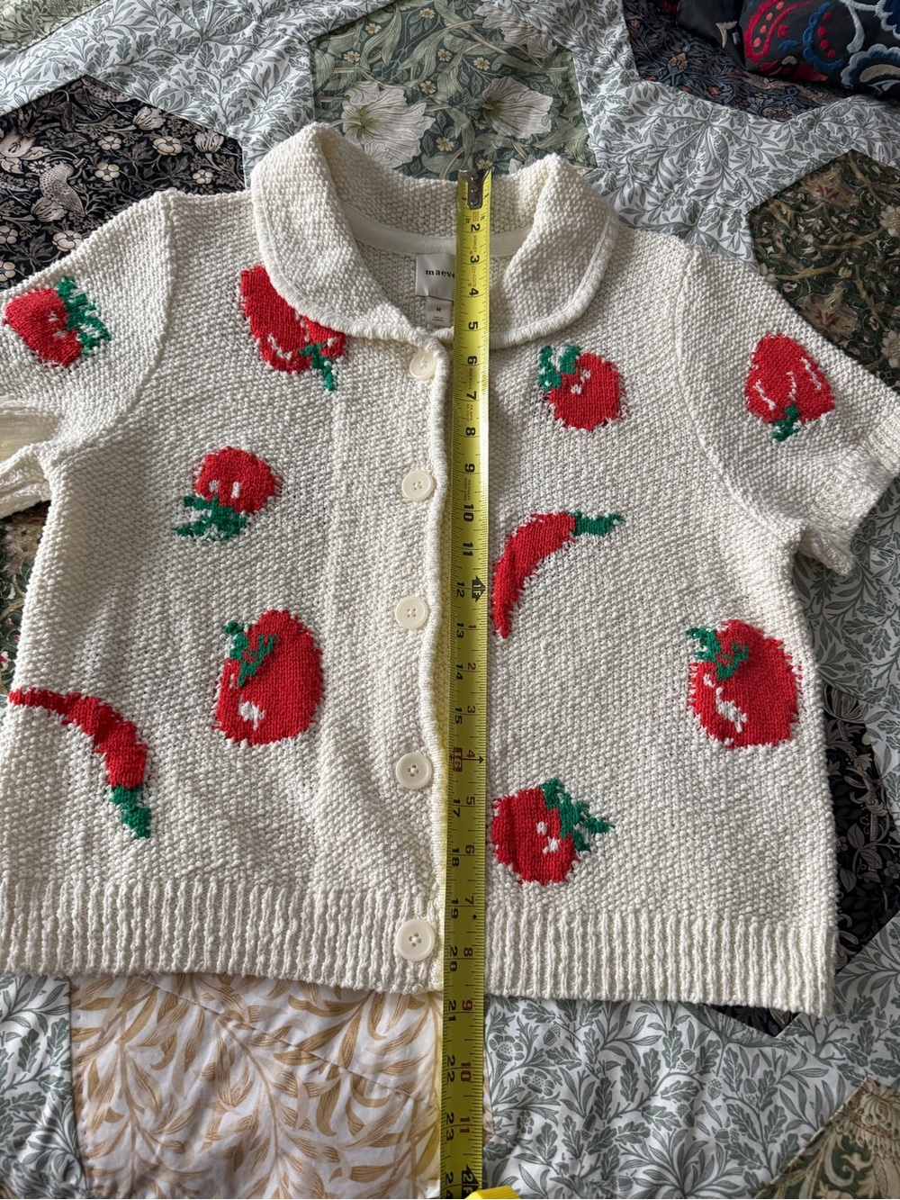 🍅Anthropologie Short-Sleeve Collared Cardigan Sweater Maeve Medium - Picture 8 of 14